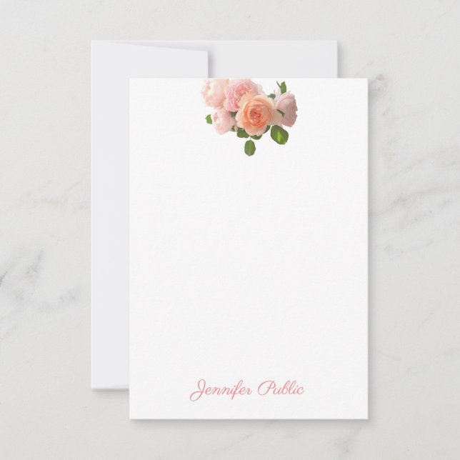 Modern Watercolor Roses Handwritten Template Chic (Front)