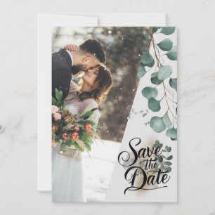 Modern watercolor safe green eucalyptus wedding  save the date