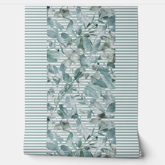 Modern  watercolor  sage green eucalyptus leaves2 wallpaper (Unrolling)