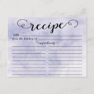 Modern Watercolor Script Bridal Shower Recipe Card