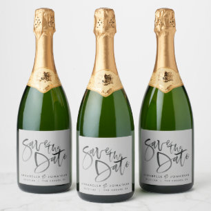 Modern watercolor script typography wedding simple sparkling wine label