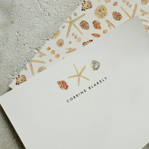 Modern Watercolor Seashells Personalized Card