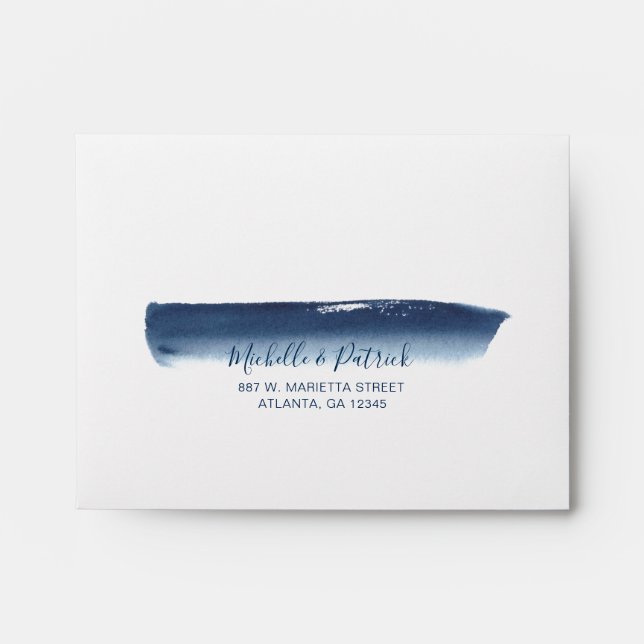 Modern Watercolor Self Addressed Wedding RSVP Envelope (Front)