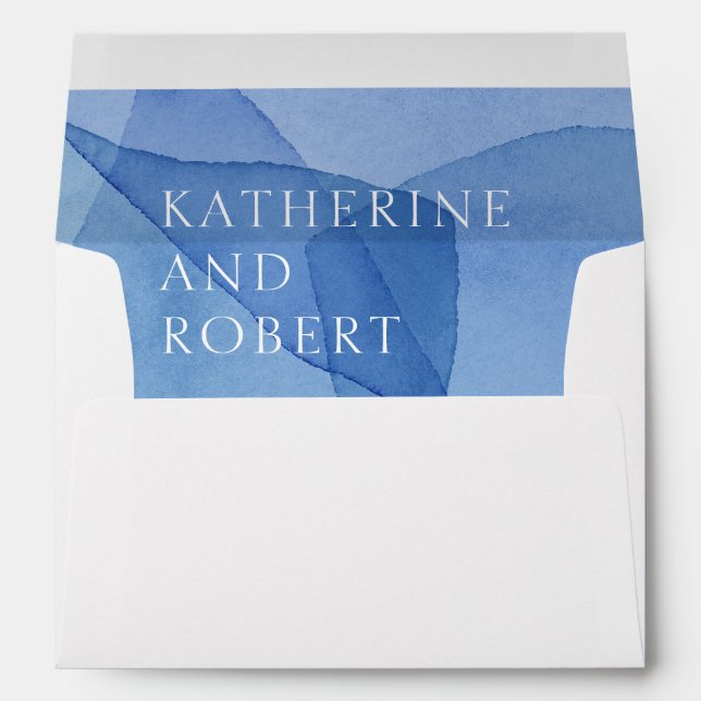 Modern Watercolor Shapes Pre-Addressed Wedding Envelope (Back (Bottom))