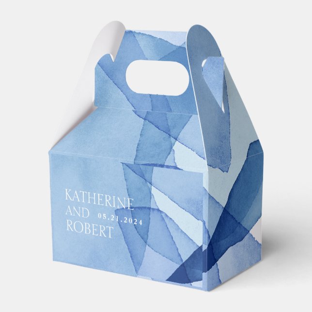 Modern Watercolor Shapes Wedding Monogram Favor Box (Front Side)