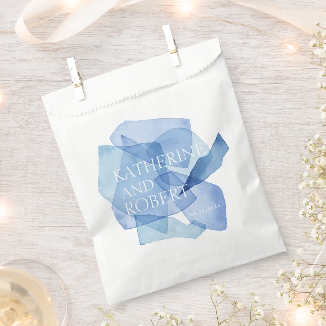 Modern Watercolor Shapes Wedding Monogram Favour Bag (Clipped)