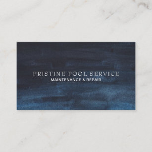 Modern Watercolor Simple Navy Blue Business Card