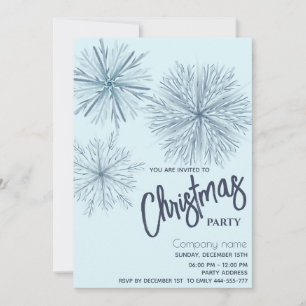 Modern  watercolor snowflake Christmas party Invitation