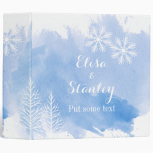 Modern watercolor splash blue wedding planner binder