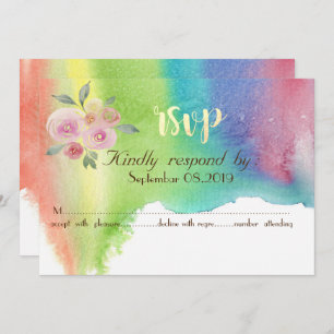 Modern Watercolor Splash Flower  RSVP Card