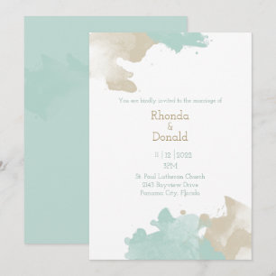 Modern Watercolor Splashes Wedding Invitation