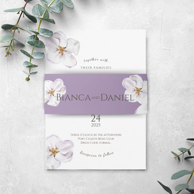 modern watercolor spring blossom collection invitation belly band (Creator Uploaded)