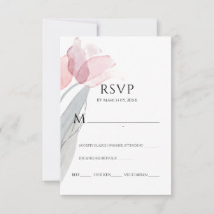 Modern Watercolor Spring Pink Tulips RSVP Card