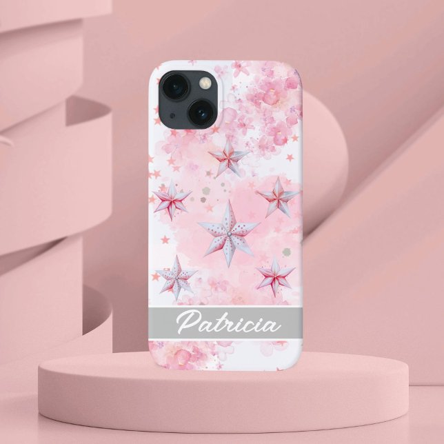 Modern  Watercolor Stars Pink  Case-Mate iPhone Case (Creator Uploaded)