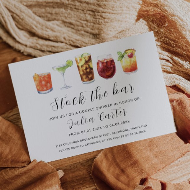 Modern Watercolor Stock The Bar | Couples Shower  Invitation (Creator Uploaded)