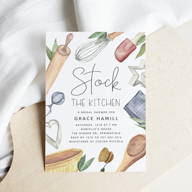 Modern Watercolor Stock The Kitchen Bridal Shower Invitation (Creator Uploaded)