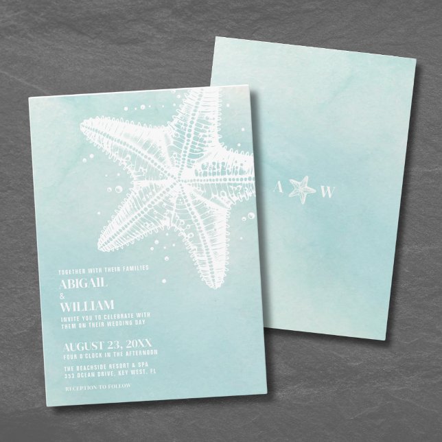Modern Watercolor Summer Beach Wedding Invitation (Modern Watercolor Summer Beach Wedding Invitation)