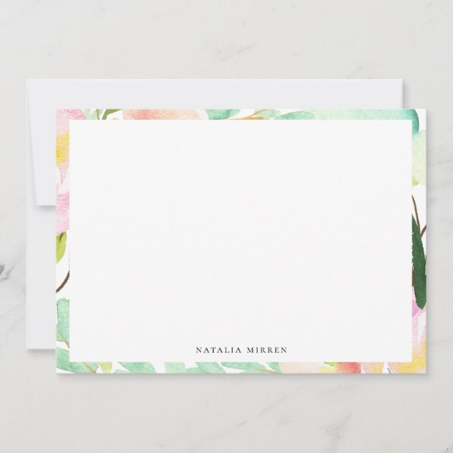 Modern Watercolor Summer Floral Frame Card (Front)