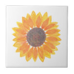 Modern Watercolor Sunflower Tile<br><div class="desc">Are sunflowers one of your favourite flowers? 
Then you will enjoy this cheerful yellow watercolor sunflower ceramic tile.
Imagine it in your bathroom,  kitchen or wherever you like in your home!</div>