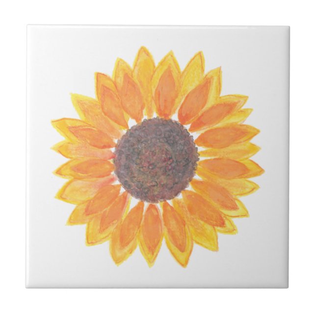 Modern Watercolor Sunflower Tile (Front)