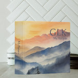 Modern Watercolor Sunset Family Recipes Binder<br><div class="desc">This simple design adds style to your kitchen, with watercolor rendition of a misty mountain sunset in rust, burnt orange, teal and cream. Gather your favourite family recipes and add your family memories to make this a cherished keepsake. Add a name to personalize it. Makes a great bridal shower, Christmas...</div>