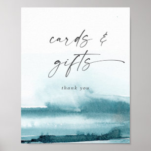 Modern Watercolor   Teal Cards and Gifts Sign