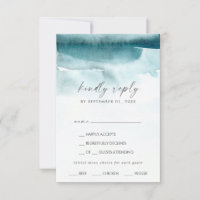 Modern Watercolor | Teal Menu Choice RSVP Card