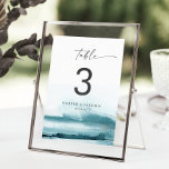 Modern Watercolor | Teal Table Number<br><div class="desc">This modern watercolor teal table number is perfect for a stylish contemporary wedding. The minimalist, classic and elegant design collection features simple water colour paint brush strokes in pretty jewel tones. The card prints on the front and back (double-sided). Items are printed exactly as they appear on your screen when...</div>