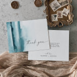 Modern Watercolor | Teal Thank You Card<br><div class="desc">This modern watercolor teal thank you card is perfect for a stylish contemporary wedding. The minimalist, classic and elegant design collection features simple water colour paint brush strokes in pretty jewel tones. Personalize the back of the card with your names, and a thank you message. Alternatively, leave the thank you...</div>