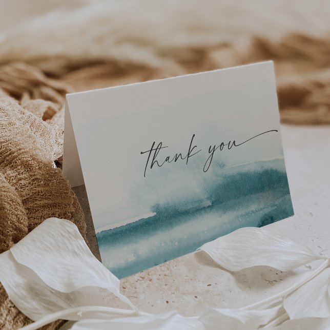 Modern Watercolor | Teal Thank You Card (Creator Uploaded)