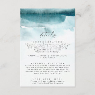 Modern Watercolor   Teal Wedding Details Enclosure Card