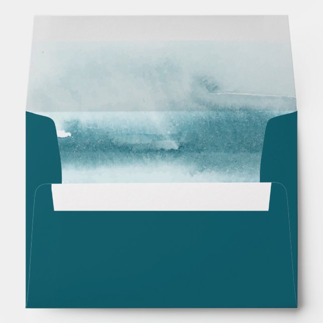 Modern Watercolor | Teal Wedding Invitation Envelope (Back (Bottom))