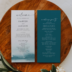 Modern Watercolor Teal Wedding Program