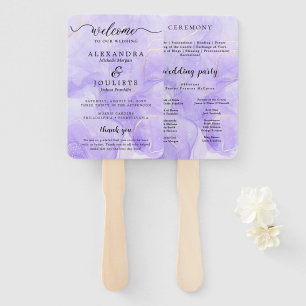 Modern Watercolor   Teal Wedding Program Hand Fan