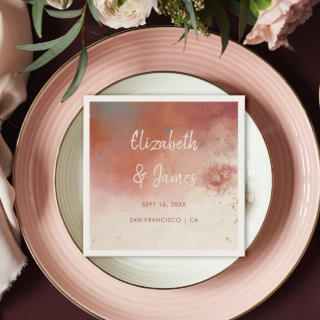 Modern Watercolor Terracotta Desert Boho Wedding Napkin (Creator Uploaded)