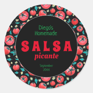 Modern watercolor tomato sauce salsa food label