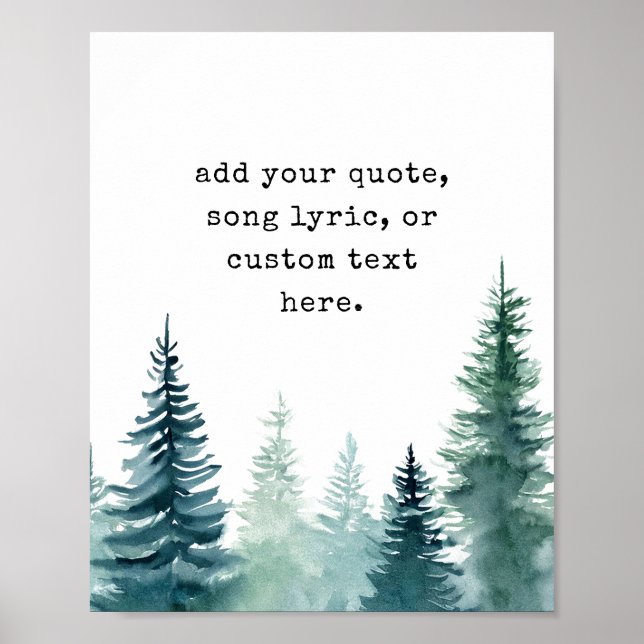 Modern Watercolor Trees Custom Quote poster (Front)