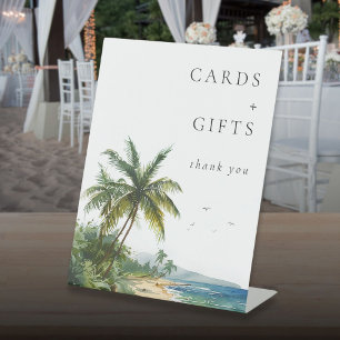 Modern Watercolor Tropical Beach Cards And Gifts Pedestal Sign