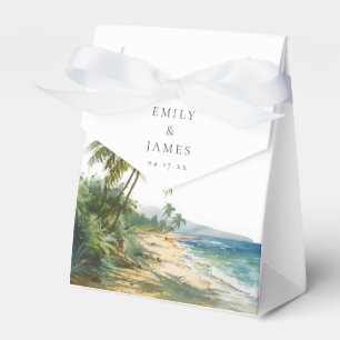 Modern Watercolor Tropical Beach Wedding Favor Box