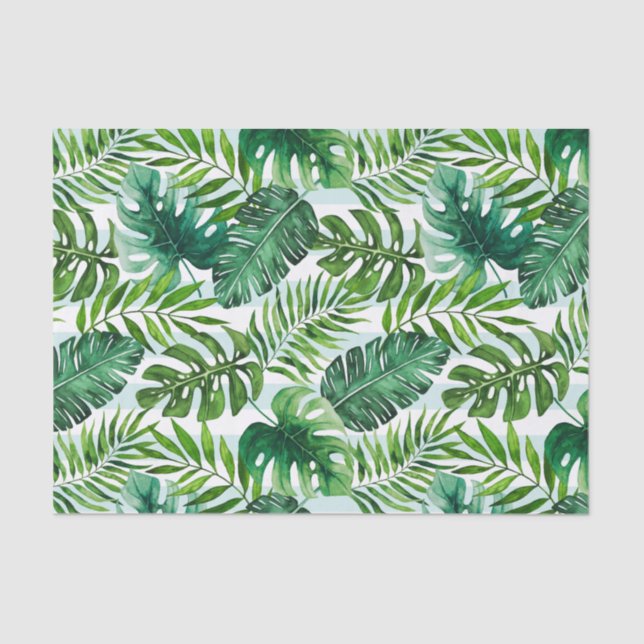 Modern Watercolor Tropical Botanical Tissue Paper (Front)