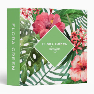 Modern Watercolor Tropical Leaves Floral Custom Binder