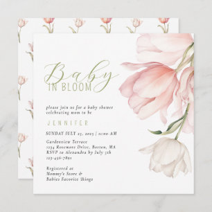 Modern Watercolor Tulip Baby Shower  Invitation