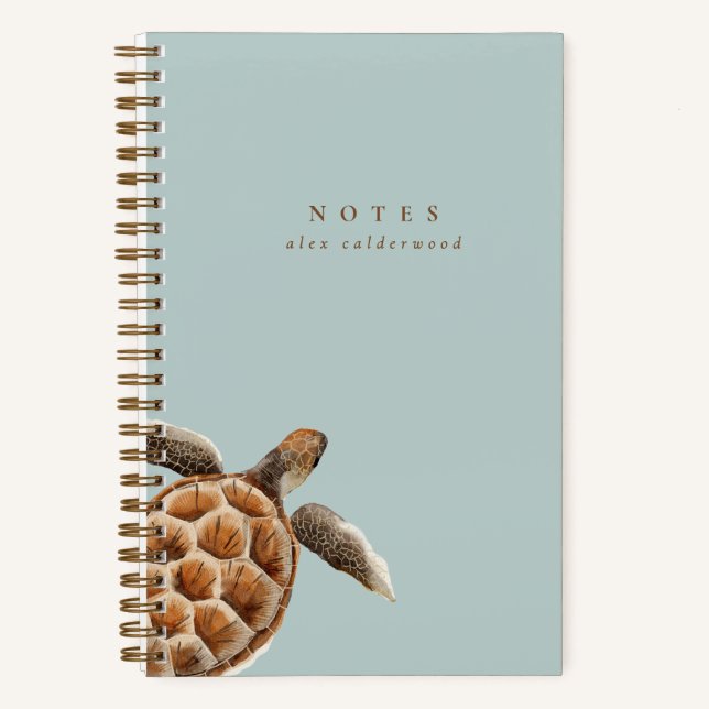 Modern Watercolor Turtle Personalized Notebook (Front)