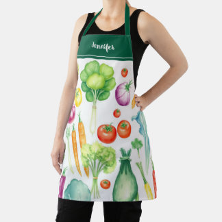 Modern watercolor vegetables pattern personalized apron