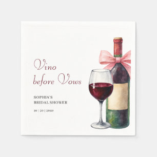 Modern Watercolor Vino Before Vows Bridal Shower Napkin