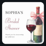 Modern Watercolor Vino Before Vows Bridal Shower Square Sticker<br><div class="desc">Celebrate the bride-to-be with a toast to love and laughter. This charming bridal shower favor sticker features a delicate watercolor wine bottle and glass, adorned with a soft pink bow. The design blends romantic elegance with a playful spirit in burgundy color— perfect for a celebration filled with clinking glasses, heartfelt...</div>