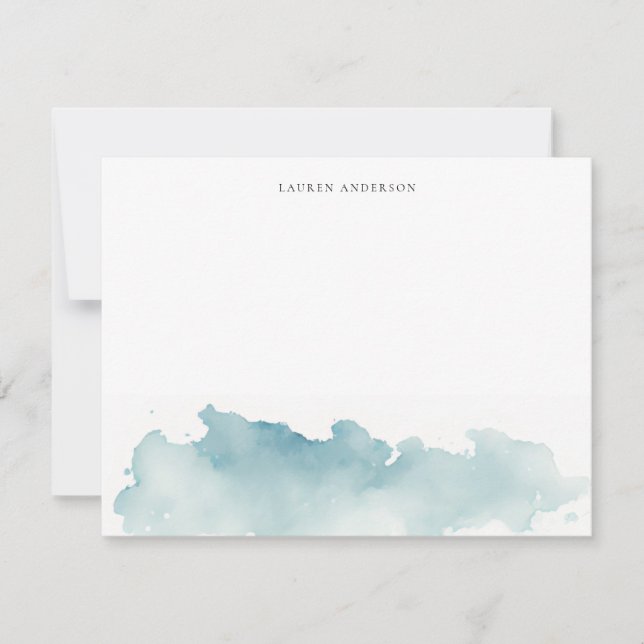 Modern Watercolor waves Stationery flat  Card (Front)