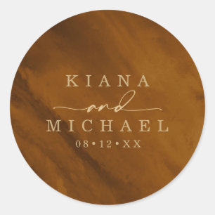 Modern Watercolor Wedding Gold ID816 Classic Round Sticker