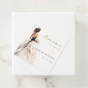 Modern Watercolor Wedding Gown Bridal Shower Favour Tags