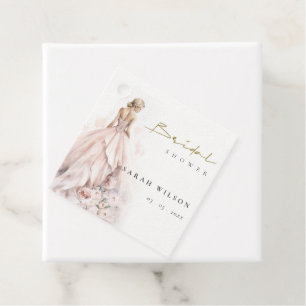 Modern Watercolor Wedding Gown Bridal Shower Favour Tags